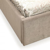 Moontide Glam Beige Velvet and Brushed Brass Bedroom Set