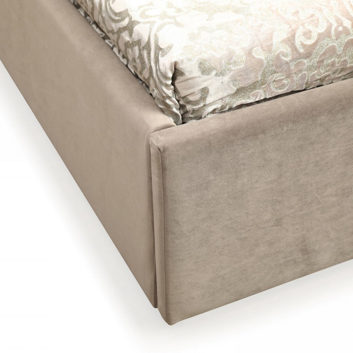 Moontide Glam Beige Velvet and Brushed Brass Bedroom Set