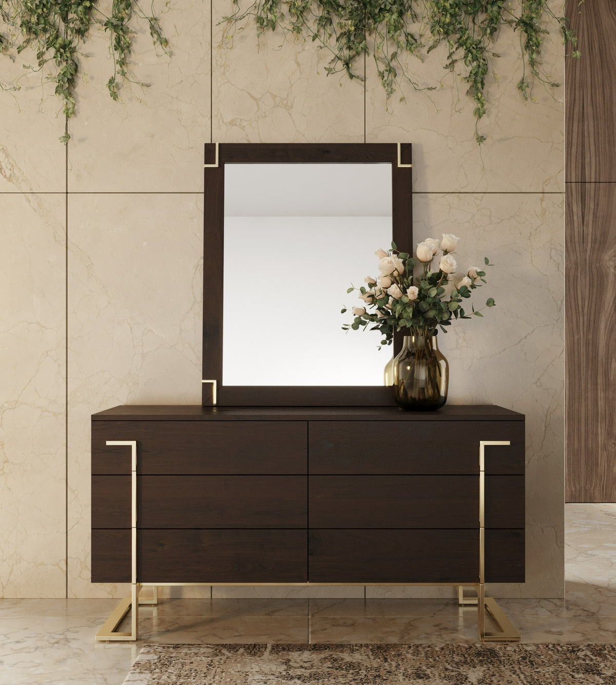 Moontide Modern Smoked Ash & Gold Mirror