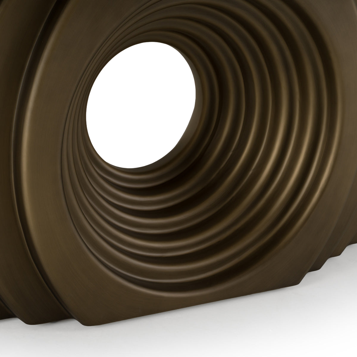 Moorgate Modern Travertine Ceramic + Bronze Dining Table