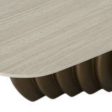 Moorgate Modern Travertine Ceramic + Bronze Dining Table