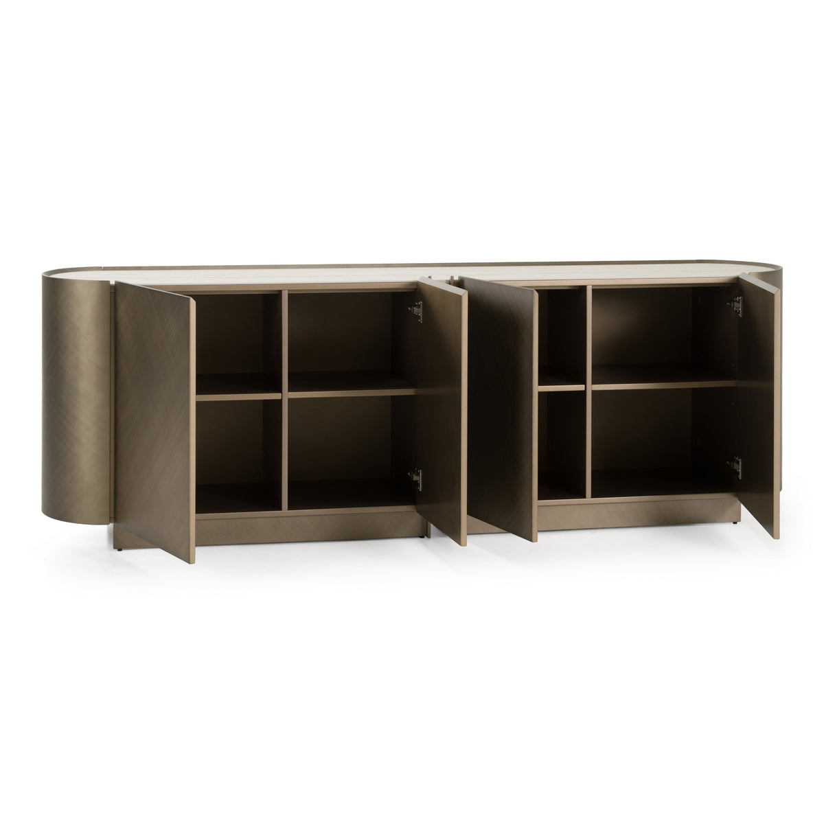 Moorgate Modern Travertine Ceramic + Bronze Buffet