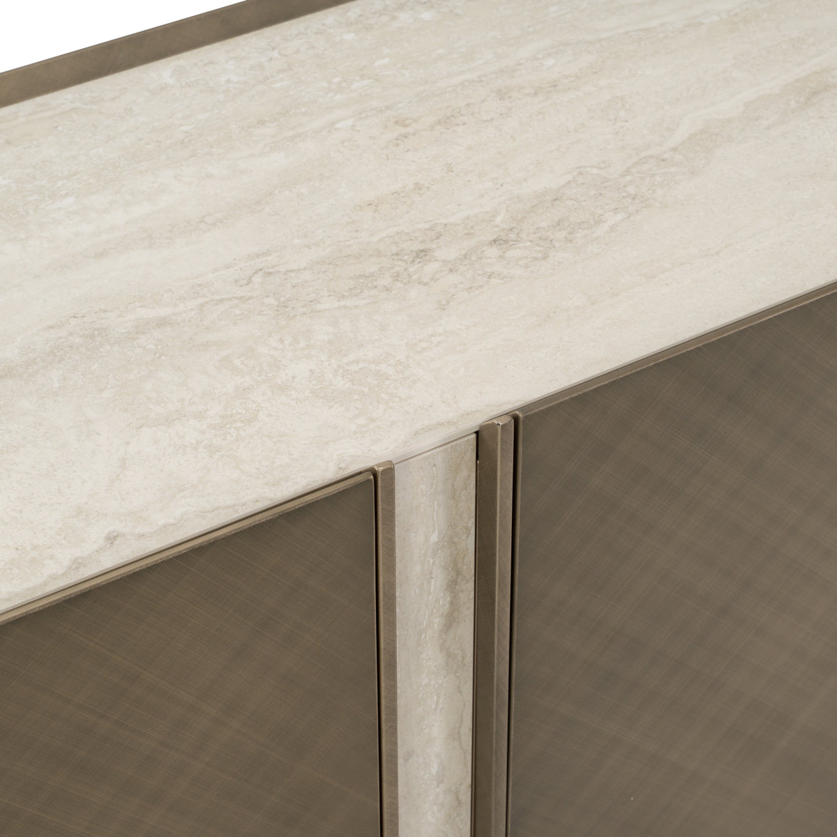 Moorgate Modern Travertine Ceramic + Bronze Buffet