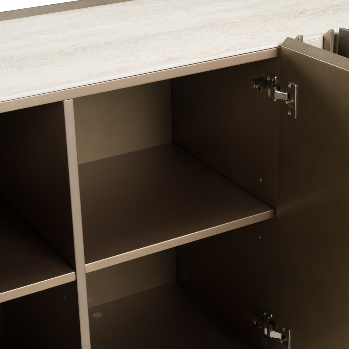 Moorgate Modern Travertine Ceramic + Bronze Buffet