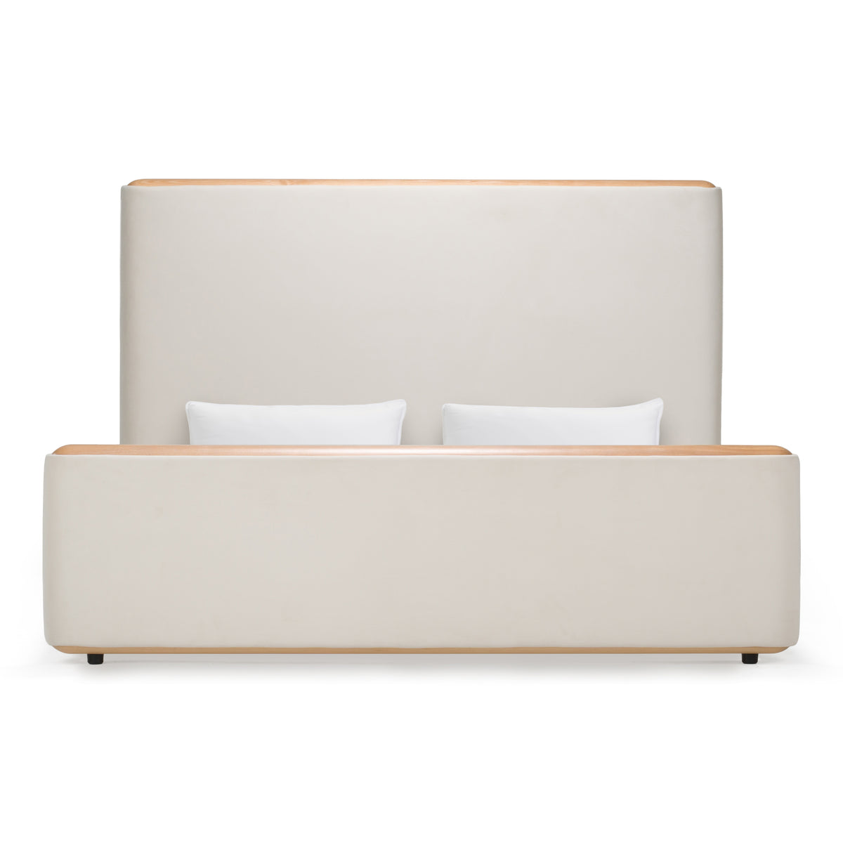 Mora Modern Cream Fabric + Wood Bed