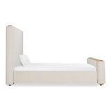 Mora Modern Cream Fabric + Wood Bed