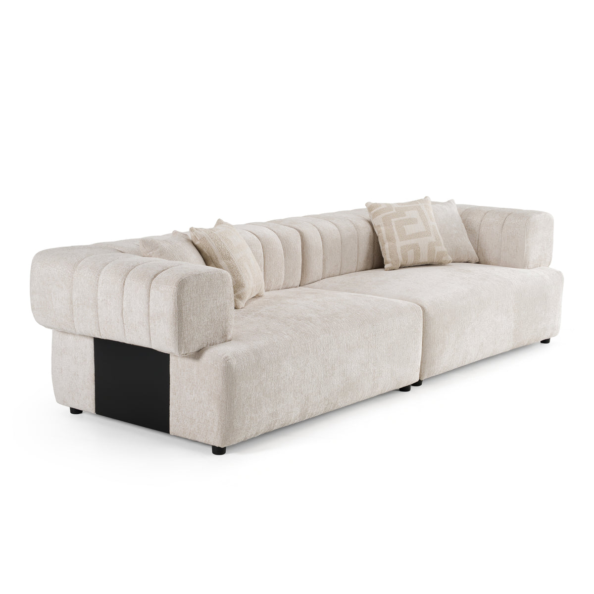 Moreno Modern Ivory Beige Fabric 4-Seater Sofa