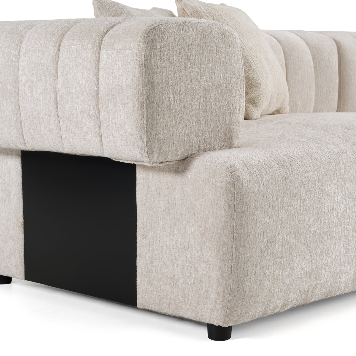 Moreno Modern Ivory Beige Fabric 4-Seater Sofa