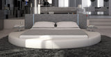 California King Rotondo Modern Eco-Leather Round Bed with LED Lights