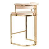 Munith Modern Beige Velvet & Gold Counter Stool