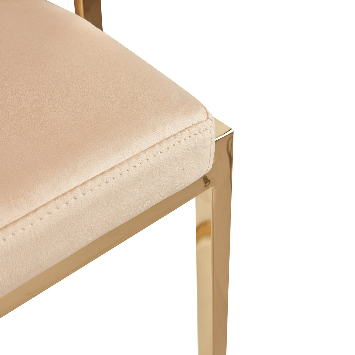 Munith Modern Beige Velvet & Gold Counter Stool