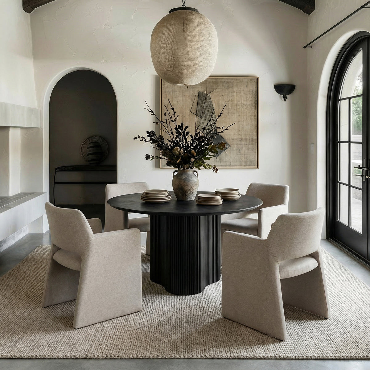 Lasara Modern Beige Fabric Dining Chair