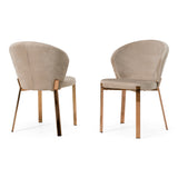 Nadia Modern Beige Velvet & Rosegold Dining Chair (Set of 2)