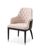 Nara Glam Beige Fabric, Black Bonded Leather and Champagne Gold Dining Chair
