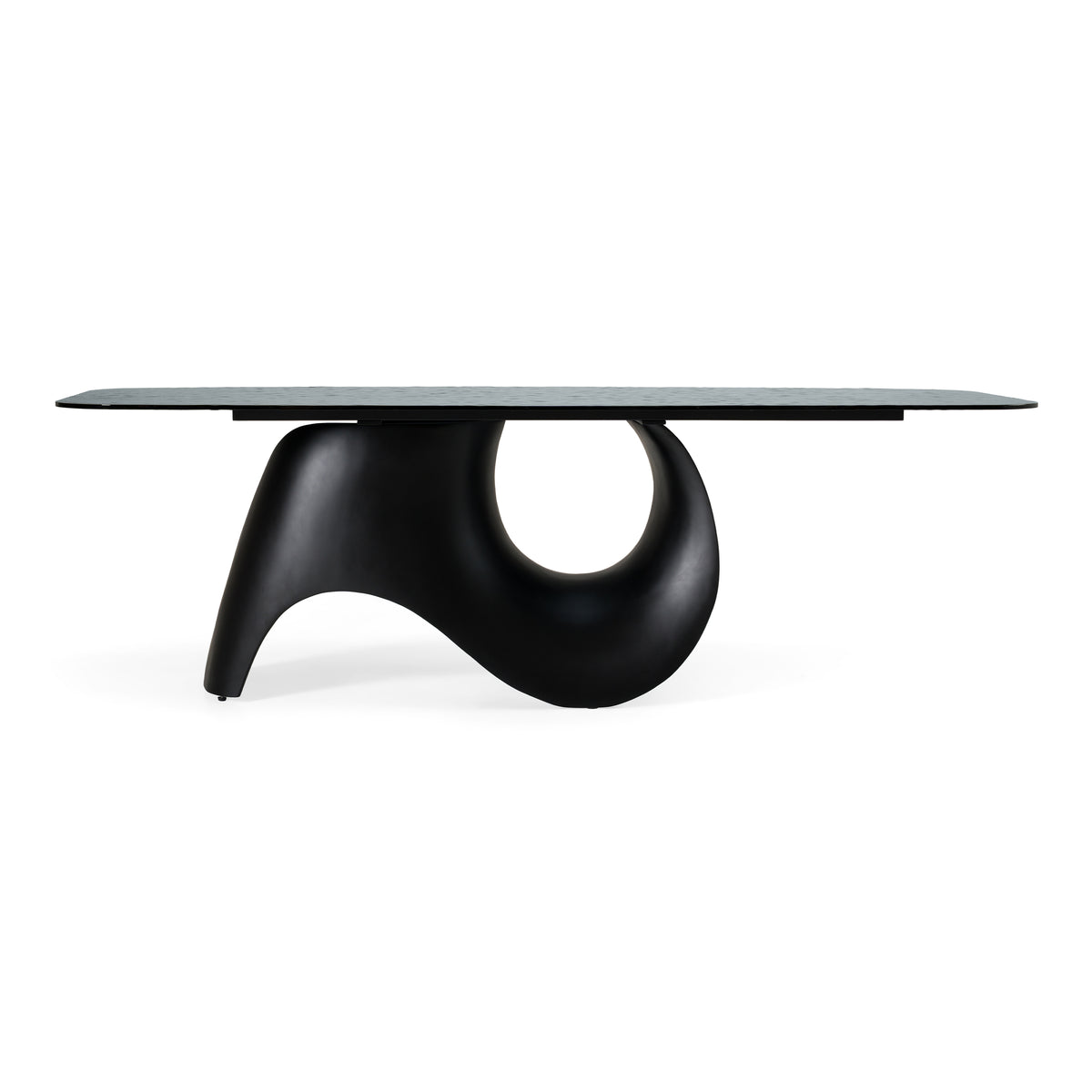 Neptune Modern Grey Wave Glass + Black Dining Table