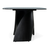 Neptune Modern Grey Wave Glass + Black Dining Table