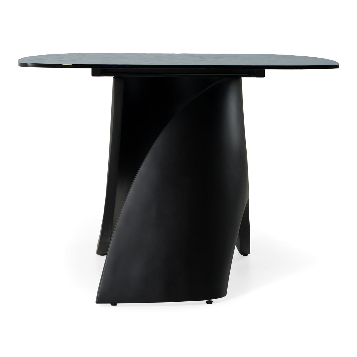 Neptune Modern Grey Wave Glass + Black Dining Table