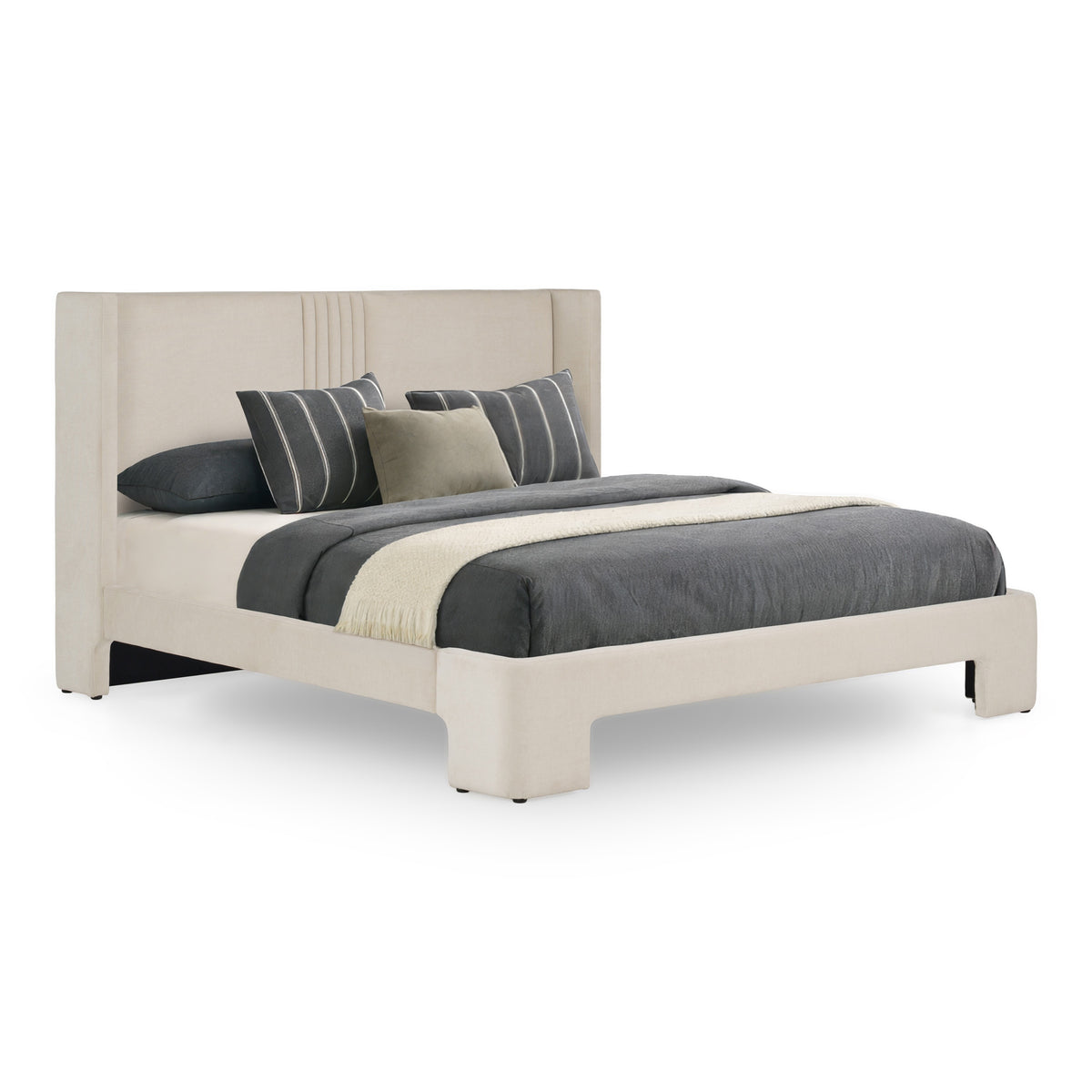 Newhart Modern Beige Fabric Bed