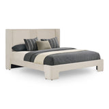 Newhart Modern Beige Fabric + Natural Oak 4-Piece Bedroom Set