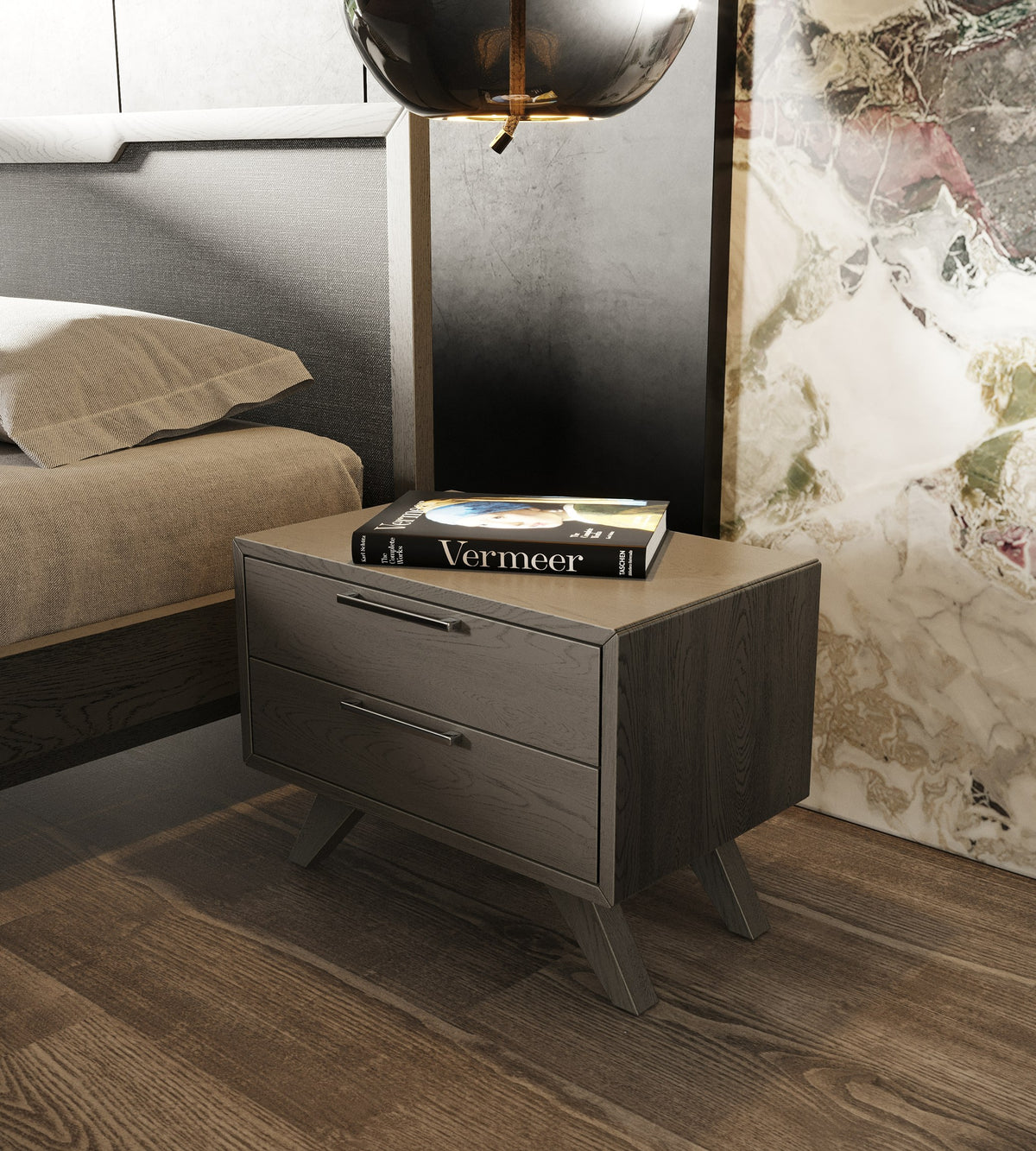 Soria Modern Grey Wash Nightstand