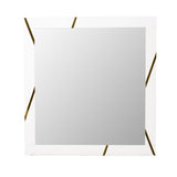Nixa Modern White & Gold Mirror