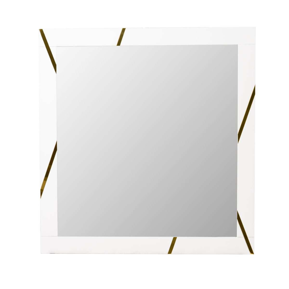 Nixa Modern White & Gold Mirror
