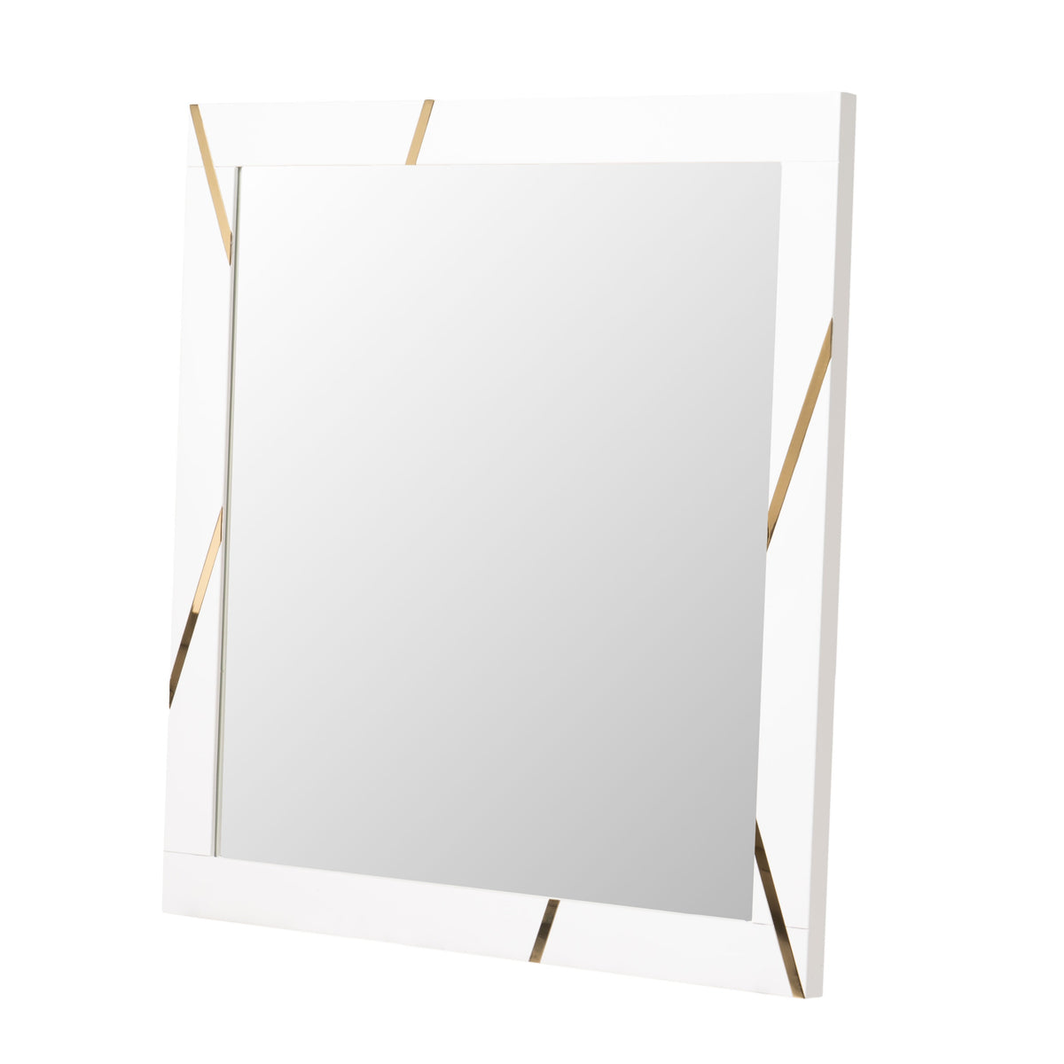 Nixa Modern White & Gold Mirror