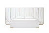 Nixa Eastern King Modern White + Gold Bed + Nightstands