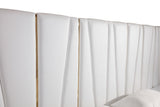Nixa California King Modern White + Gold Bed + Nightstands
