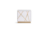 Nixa California King Modern White + Gold Bed + Nightstands