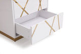 Nixa California King Modern White + Gold Bed + Nightstands