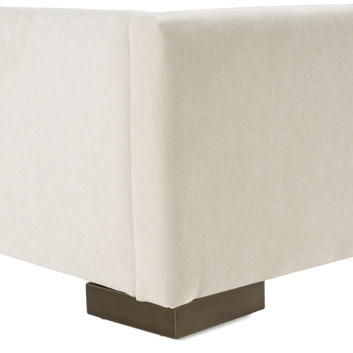 Nixa Modern Beige Velvet + Brushed Bronze Bed + Birch Nightstands
