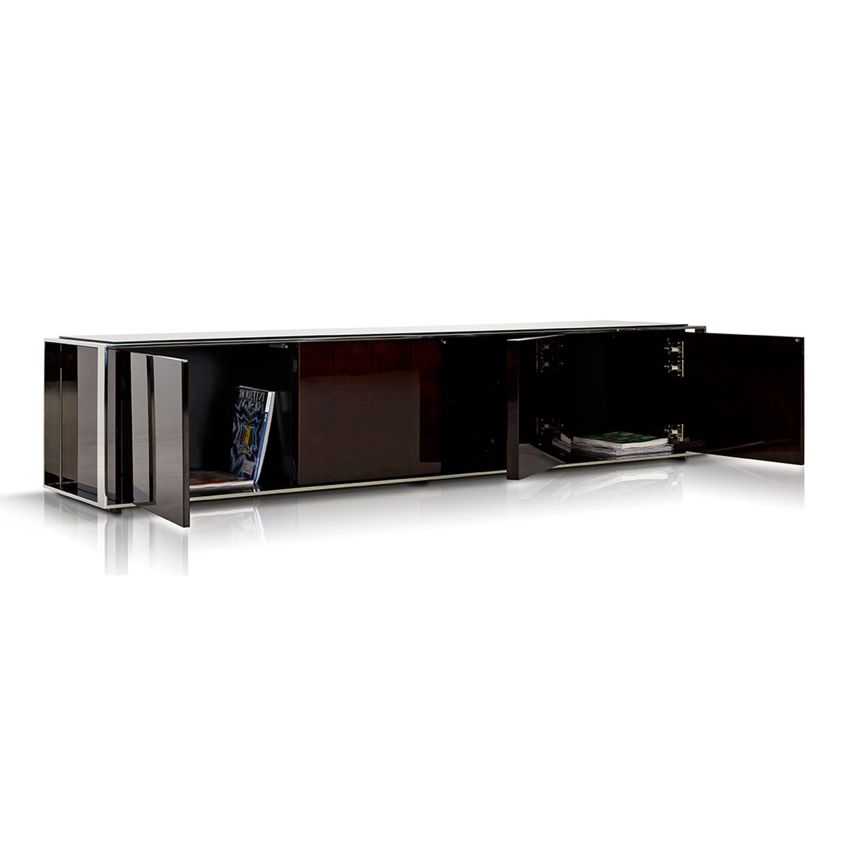 Noble Modern Ebony Lacquer TV Entertainment Center