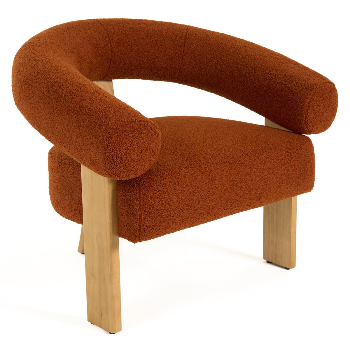 Nocona Modern Rust Fabric + Wood Accent Chair