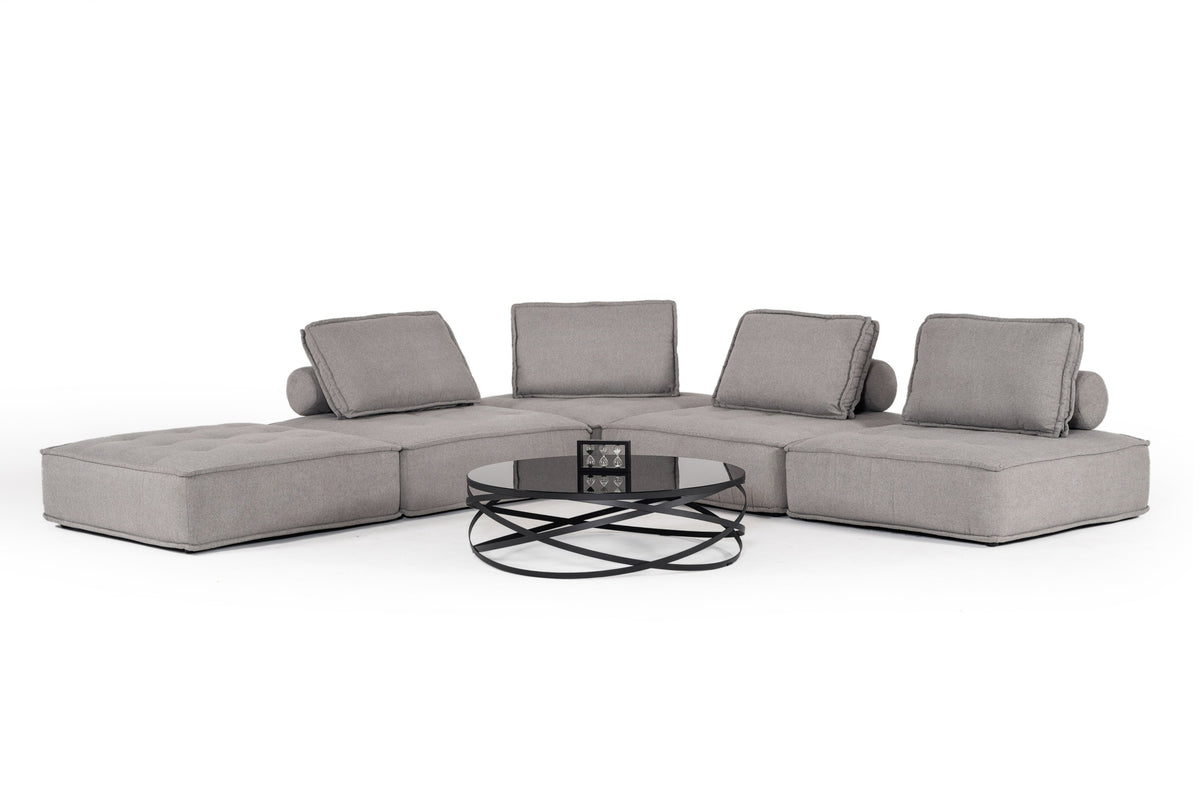 Nolden Modern Modular Grey Fabric Armless Seat