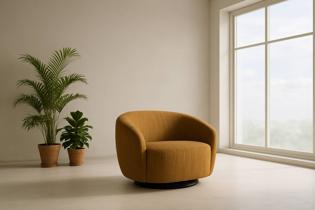 Norris Modern Mustard Fabric Swivel Accent Chair