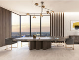 Amsterdam Modern Grey Volcano & Eucalyptus Oak Dining Table