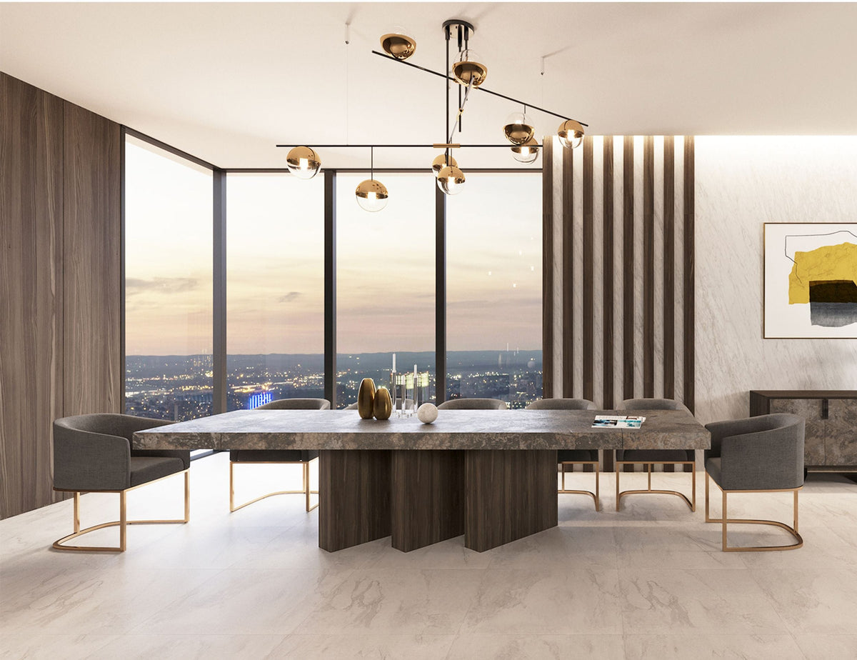 Amsterdam Modern Grey Volcano & Eucalyptus Oak Dining Table