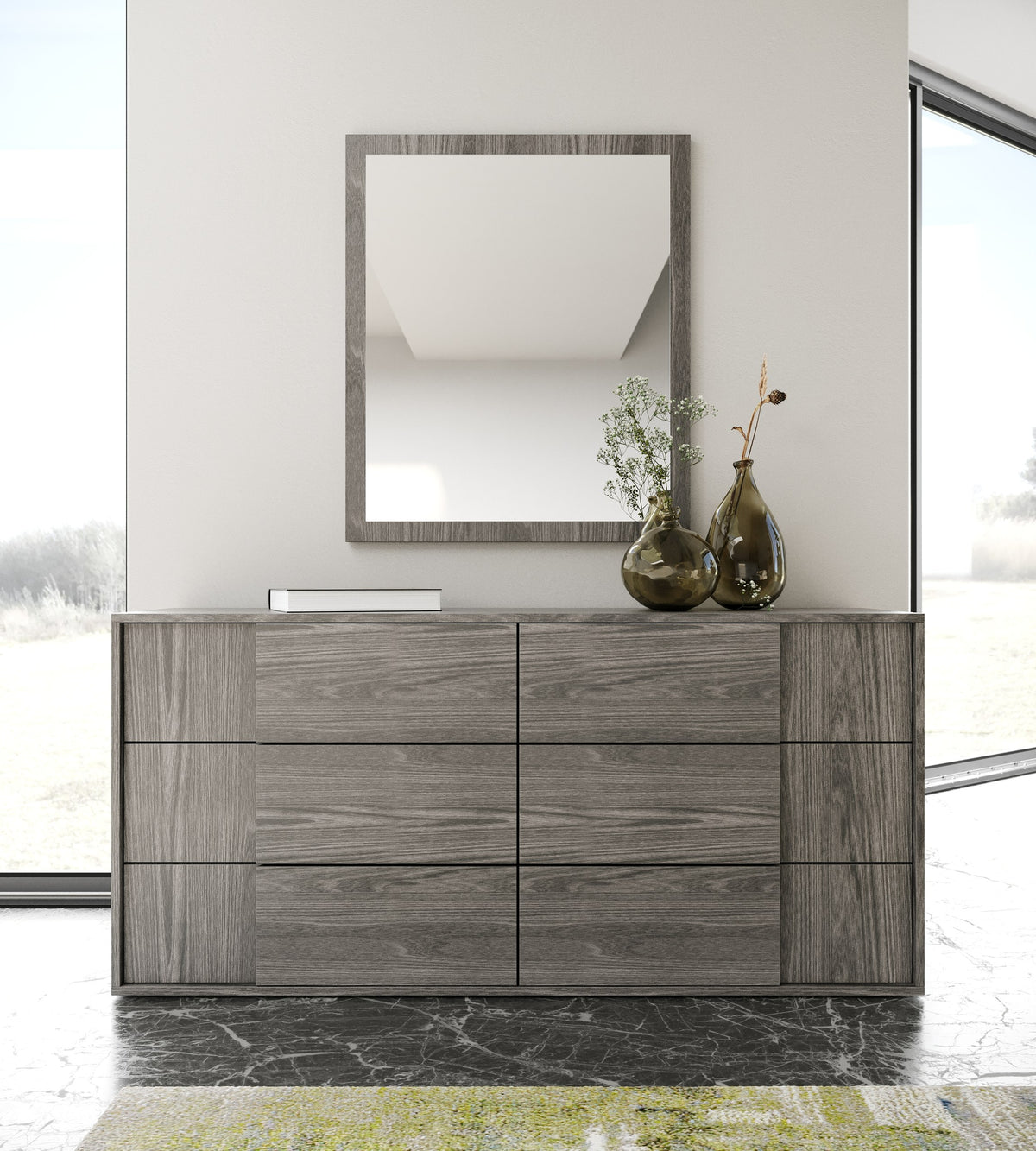 Nova Domus Asus Italian Modern Elm Grey Mirror