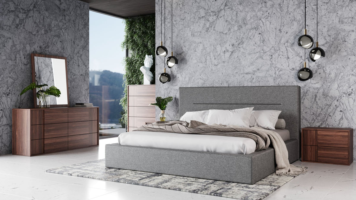 Juliana Italian Modern Grey Upholstered Bed