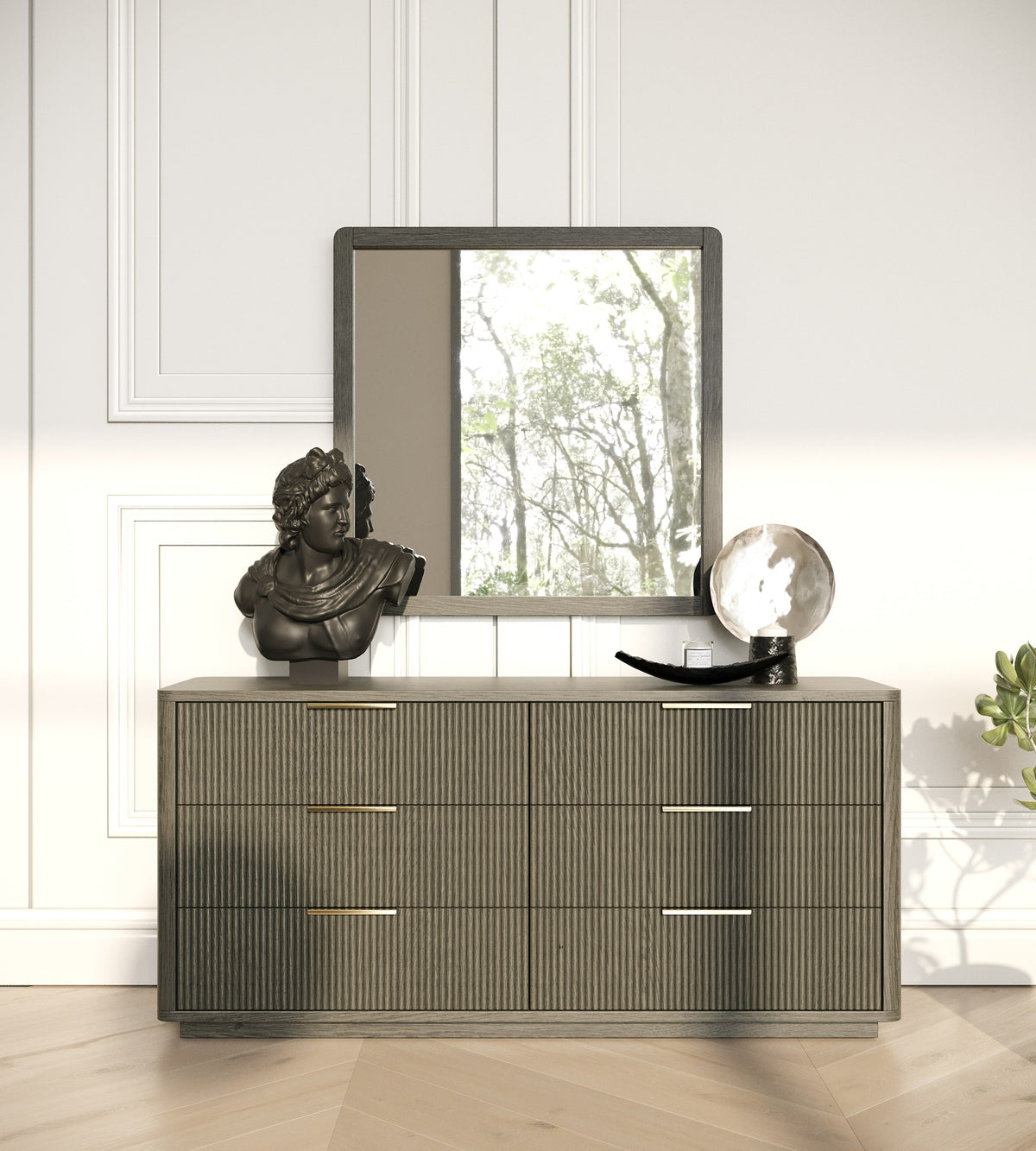Santa Monica Modern Grey Wash Mirror
