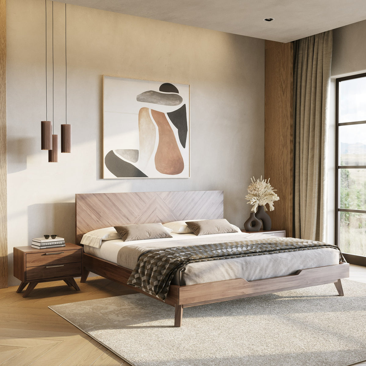 Soren Modern Walnut Bed