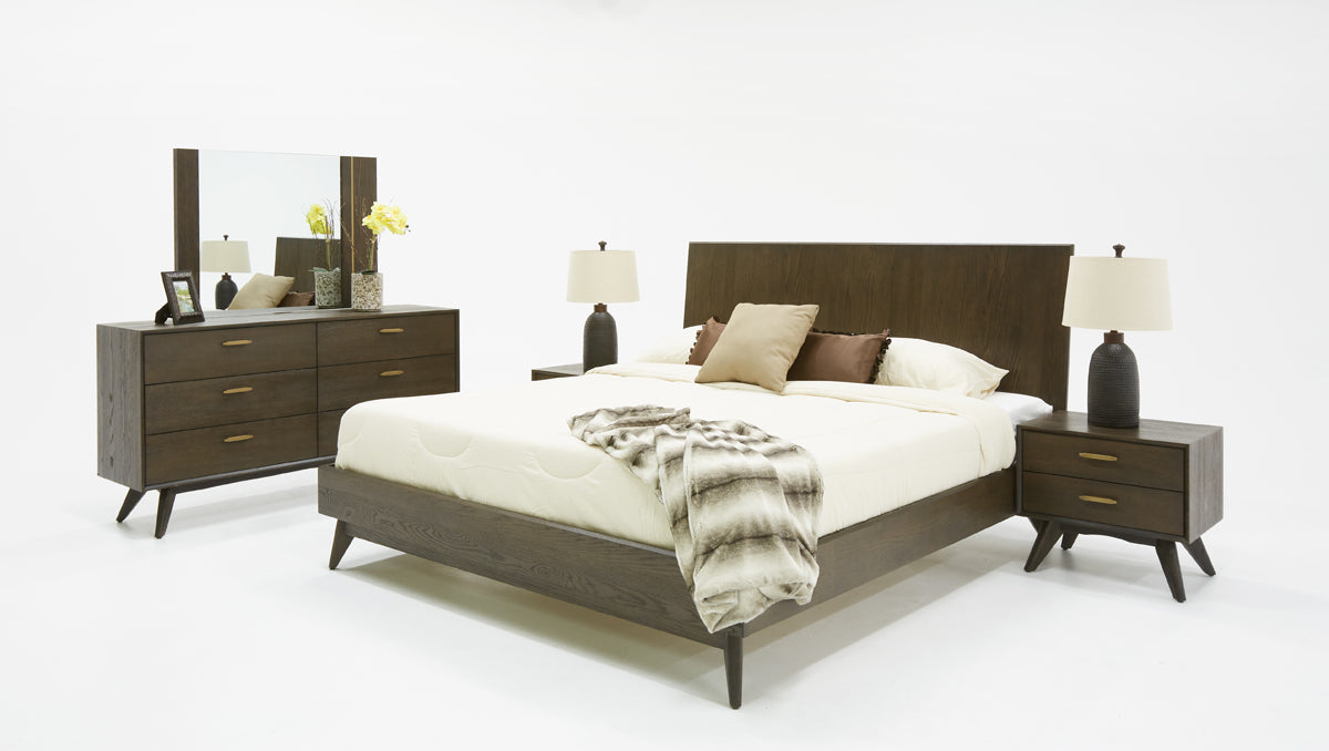 Novak Modern Dark Oak Bed