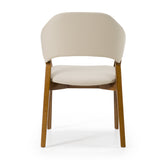 Ocasio Mid-Century Modern Cream Vegan Leather + Walnut Dining Chair