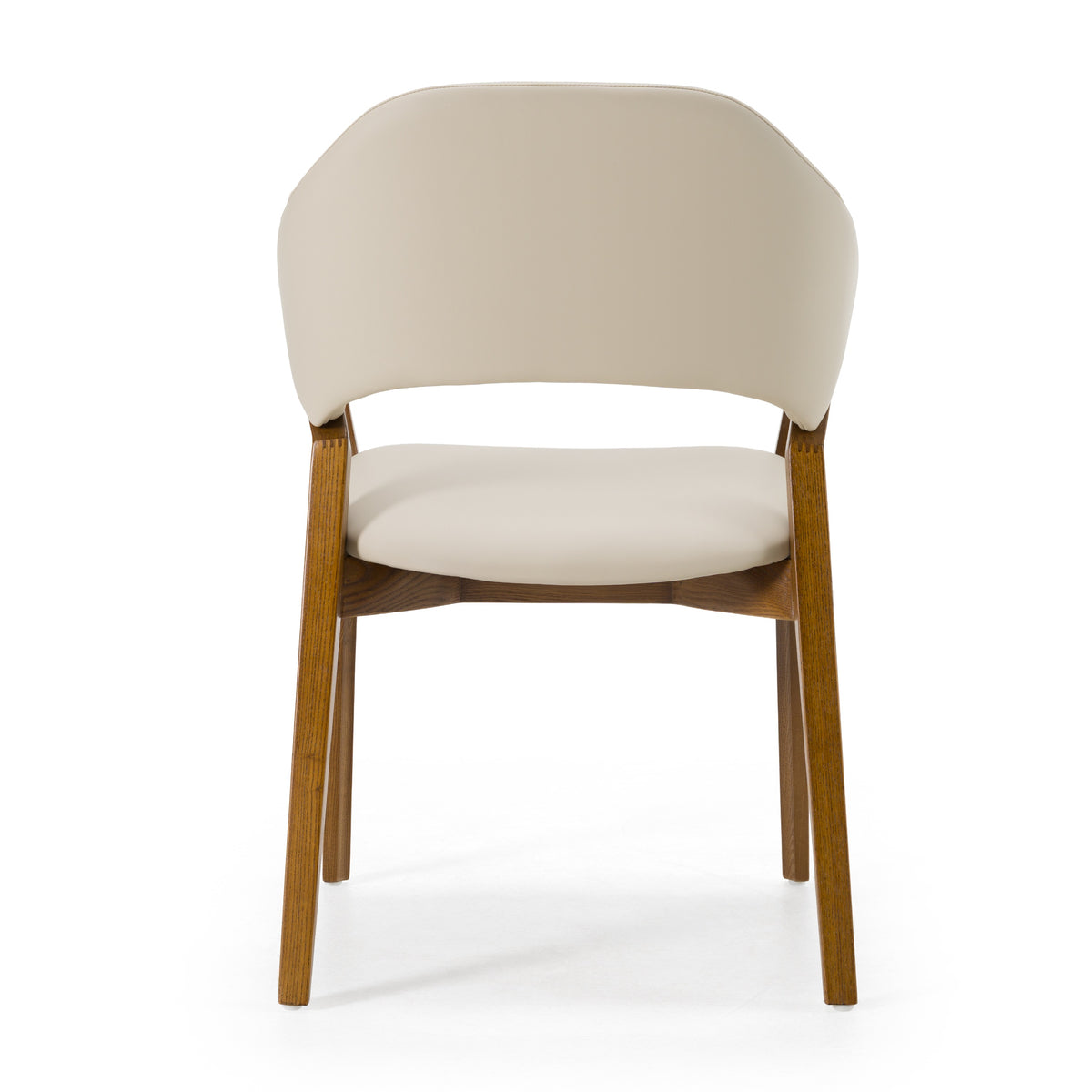 Ocasio Mid-Century Modern Cream Vegan Leather + Walnut Dining Chair
