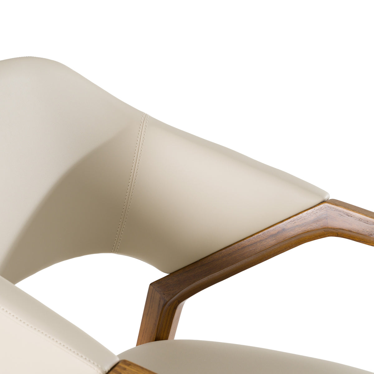 Ocasio Mid-Century Modern Cream Vegan Leather + Walnut Dining Chair