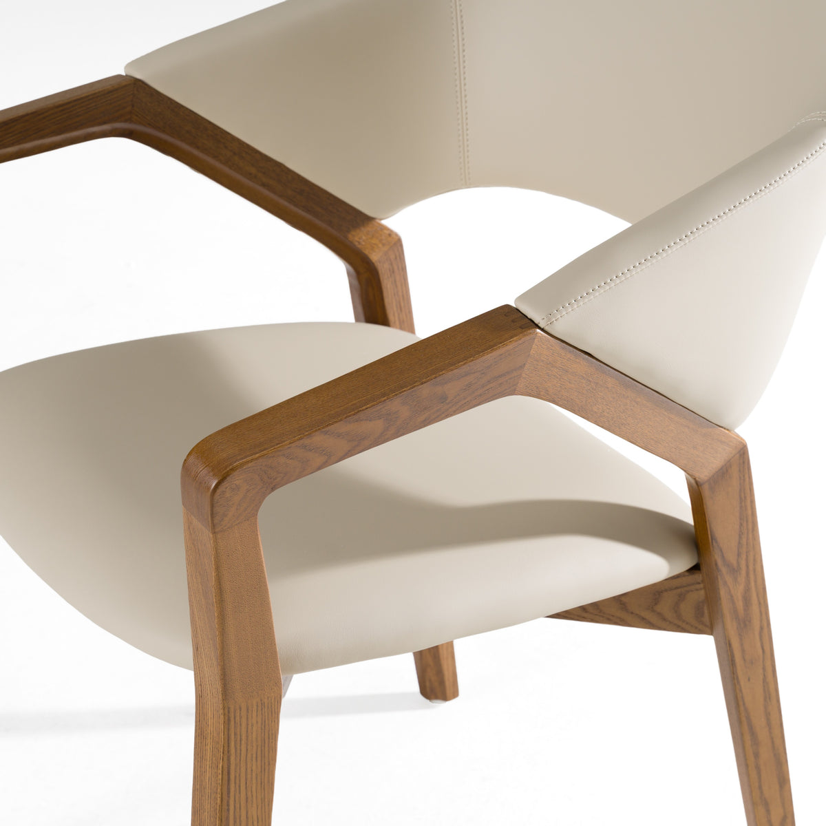 Ocasio Mid-Century Modern Cream Vegan Leather + Walnut Dining Chair