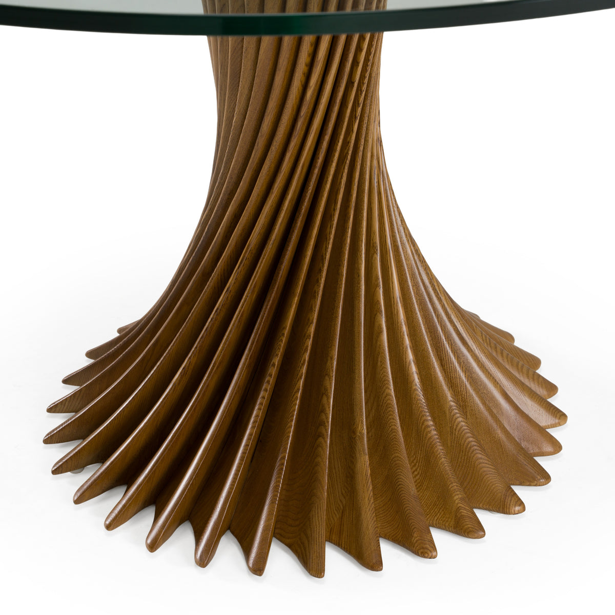Ocasio Modern Glass + Walnut Round Dining Table