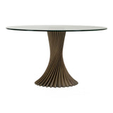 Ocasio Modern Glass + Grey Ash Round Dining Table