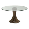 Ocasio Modern Glass + Grey Ash Round Dining Table